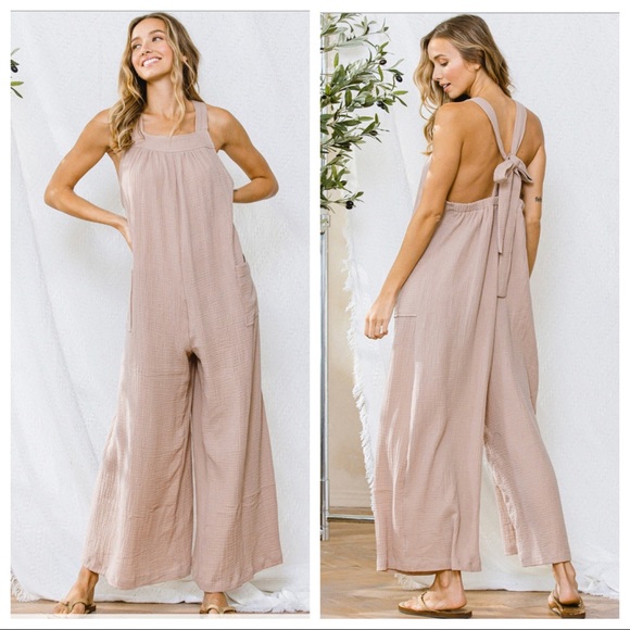 06 Angela Solid Fabulous Wide Leg Jumpsuit - Picture 2 of 3